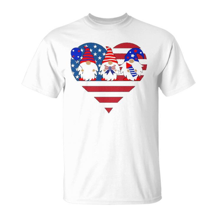 4Th Of July Gnomes American Flag Heart Fireworks Gnomes Unisex T-Shirt