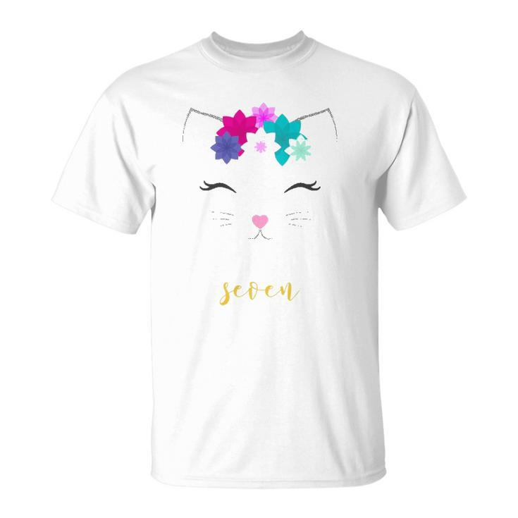 7Th Birthday Kitty Cat For Girls Unisex T-Shirt