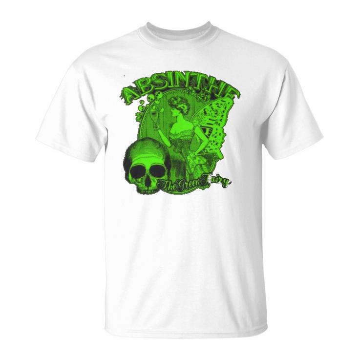 Absinthe Skull Green Fairy Retro Design Unisex T-Shirt