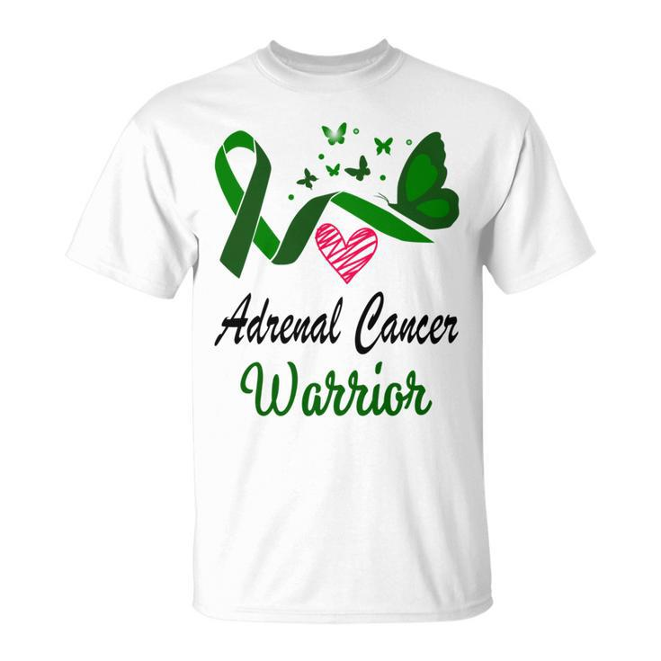 Adrenal Cancer Warrior Butterfly  Green Ribbon  Adrenal Cancer  Adrenal Cancer Awareness Unisex T-Shirt