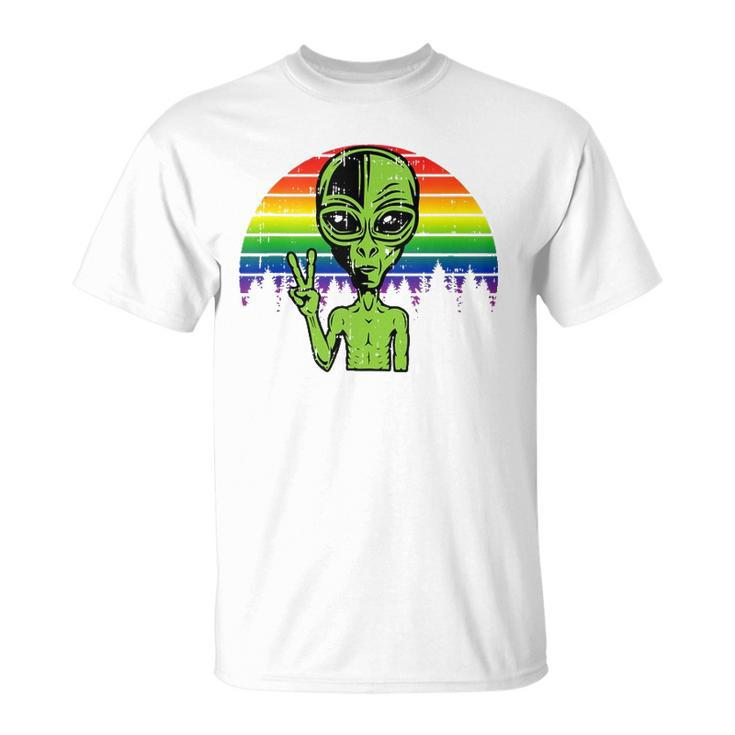 Alien Peace Lgbt Gay Pride Costume Retro Halloween Gifts  Unisex T-Shirt