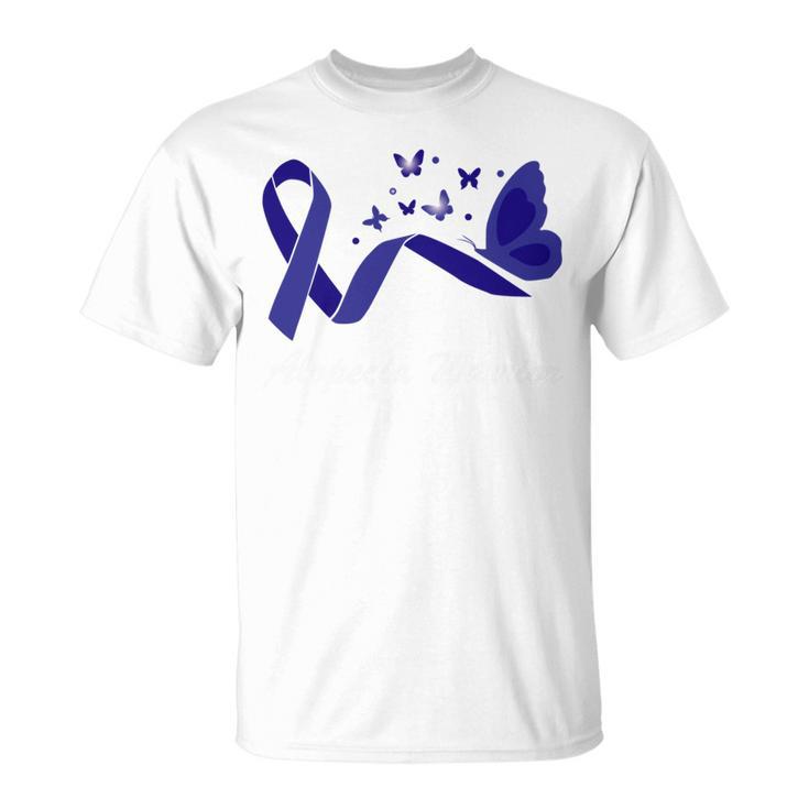 Alopecia Warrior Butterfly Blue Ribbon Alopecia Support Alopecia Awareness Unisex T-Shirt