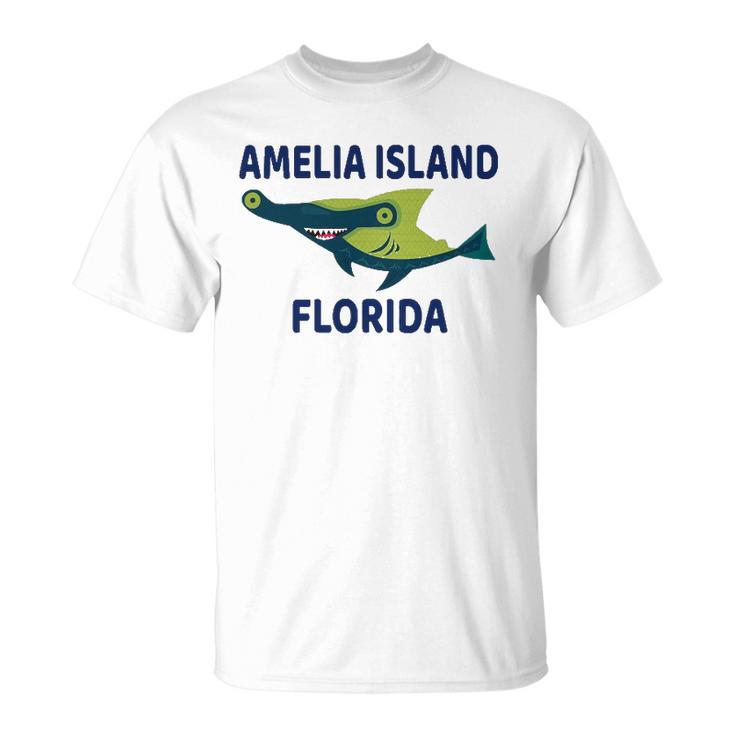 Amelia Island Florida Shark Themed Unisex T-Shirt