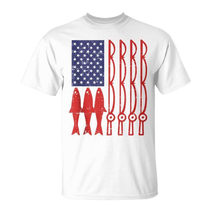 American Flag Fishing 4Th Of July Patriotic Dad Gift Angler V2 Unisex T-Shirt