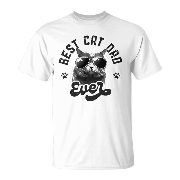 Best Cat Dad Ever Funny Daddy Fathers Day Retro Vintage Men Unisex T-Shirt