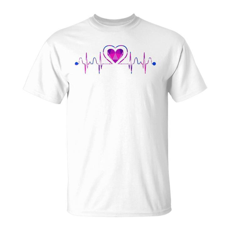 Bisexual Flag Bi Pride Heartbeat Queer Gift Heart Bisexual  Unisex T-Shirt