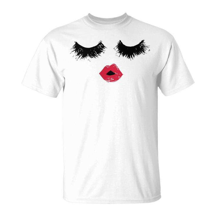 Black Eyelashes Red Lips Mother Day Gift Birthday Holiday Christmas Unisex T-Shirt