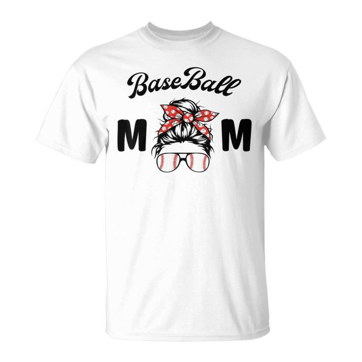 Bleached Baseball Mom Messy Bun Player Mom Mothers Day Unisex T-Shirt