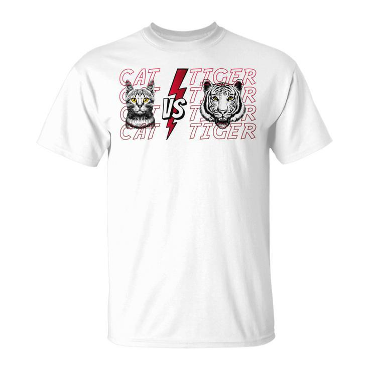 Cat Vs Tiger Gift Birthday Holiday By Mesa Cute Black Unisex T-Shirt