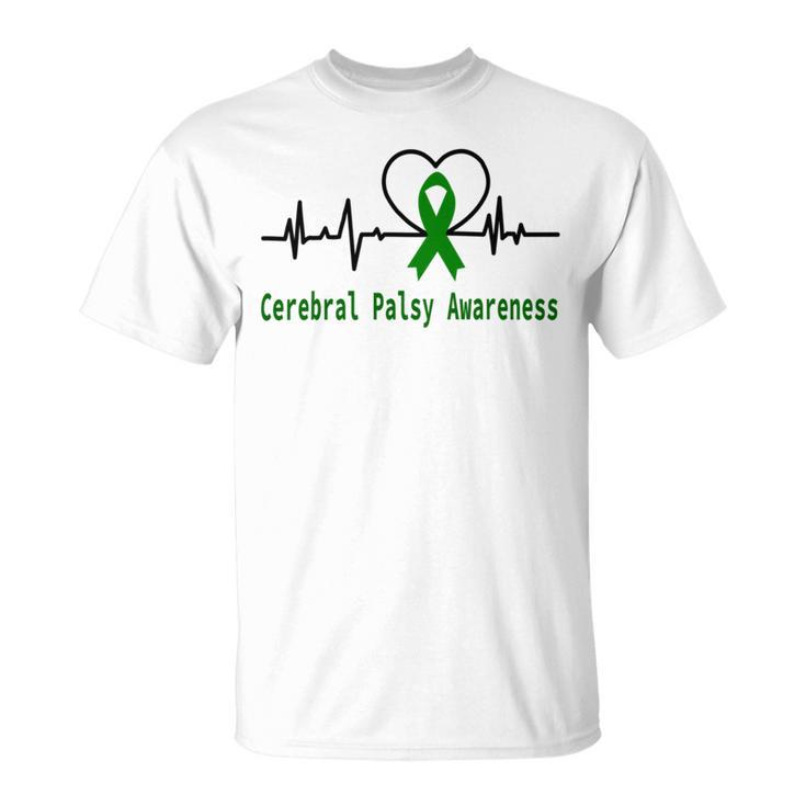 Cerebral Palsy Awareness Heartbeat  Green Ribbon  Cerebral Palsy  Cerebral Palsy Awareness Unisex T-Shirt