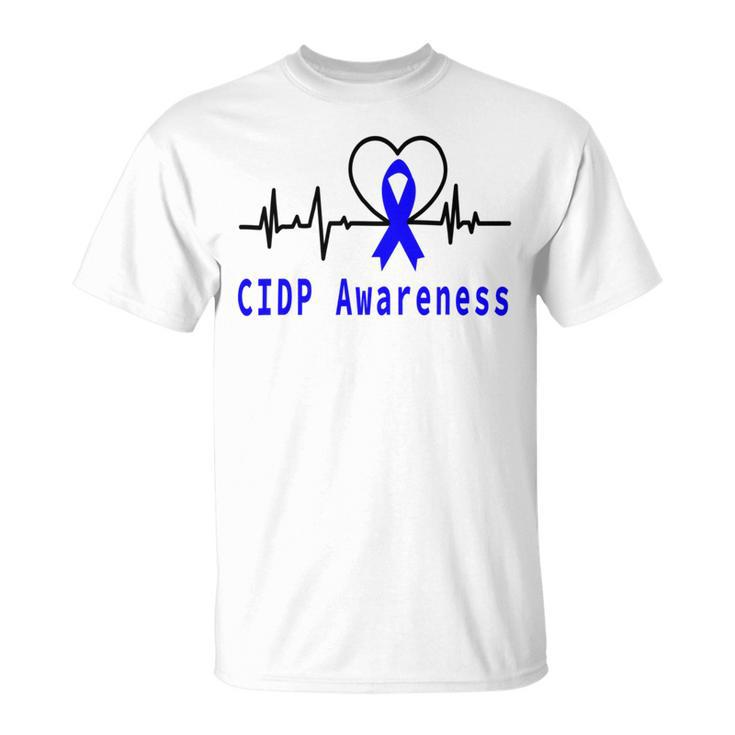 Chronic Inflammatory Demyelinating Polyneuropathy Cidp Awareness Heartbeat  Blue Ribbon  Cidp Support  Cidp Awareness Unisex T-Shirt