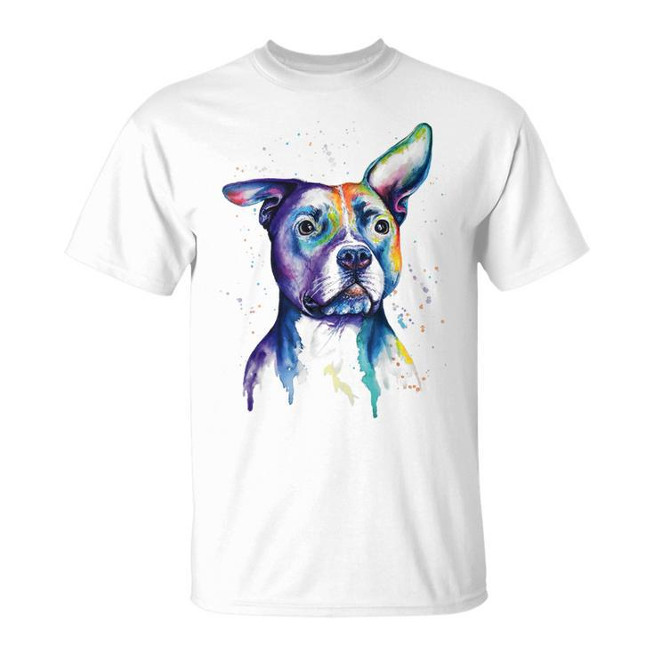 Colorful Pit-Bull Terrier Dog Love-R Dad Mom Boy Girl T-shirt