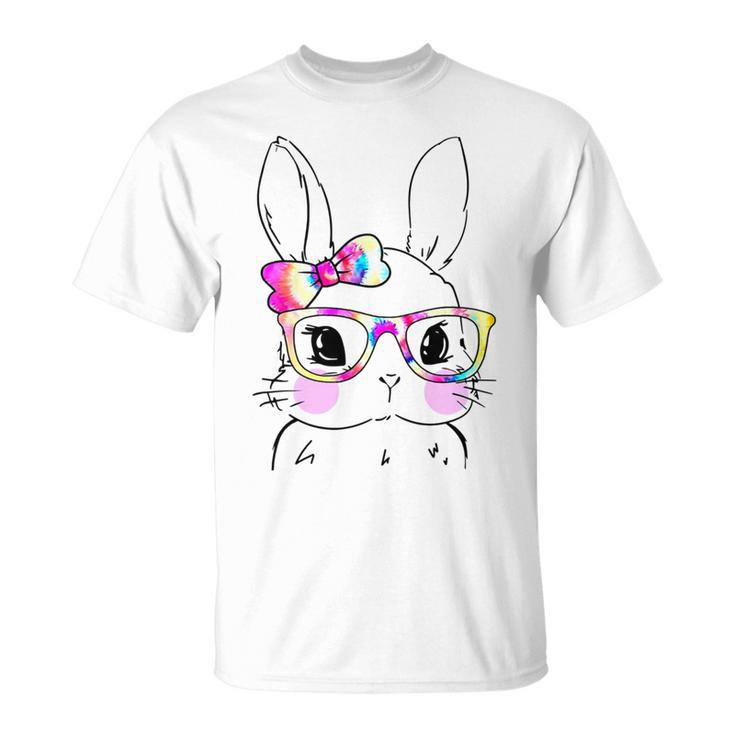 Cute Bunny Rabbit Face Tie Dye Glasses Girl Happy Easter Day Unisex T-Shirt