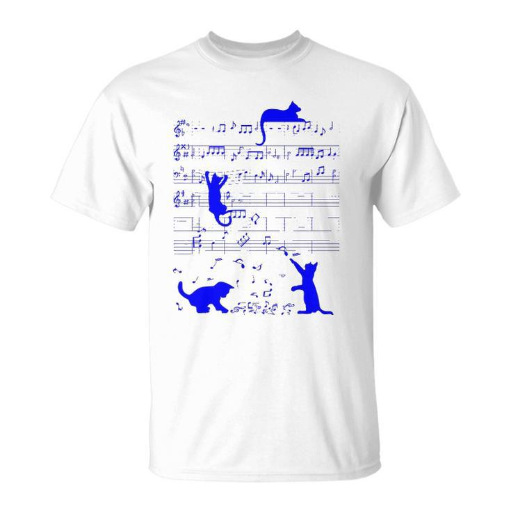 Cute Cats Kitty Music Notes Musician Art Unisex T-Shirt