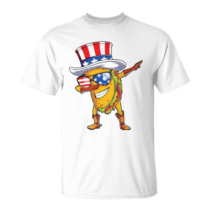 Dabbing Uncle Sam Taco 4Th Of July Kids Boys Girls Unisex T-Shirt