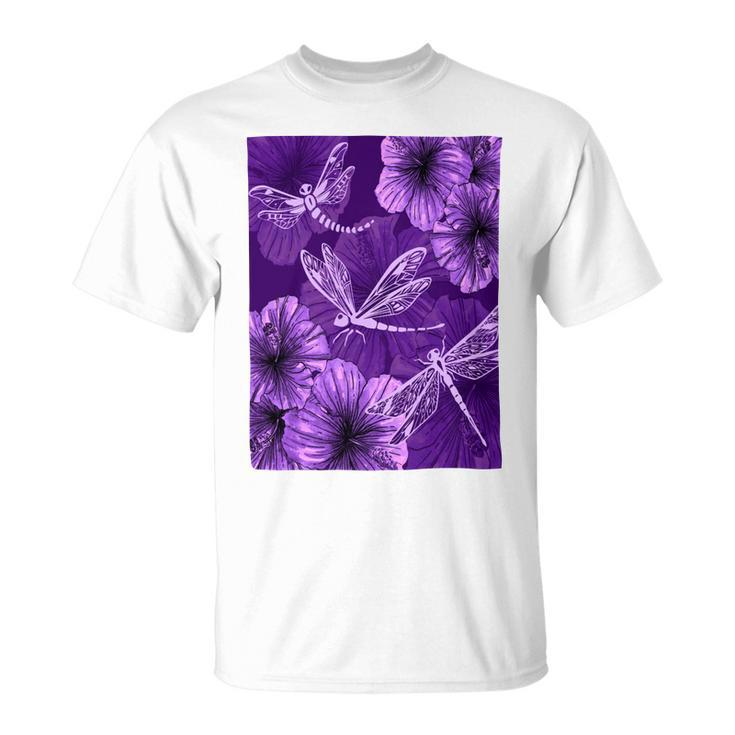 Dragonfly With Hibiscus Unisex T-Shirt