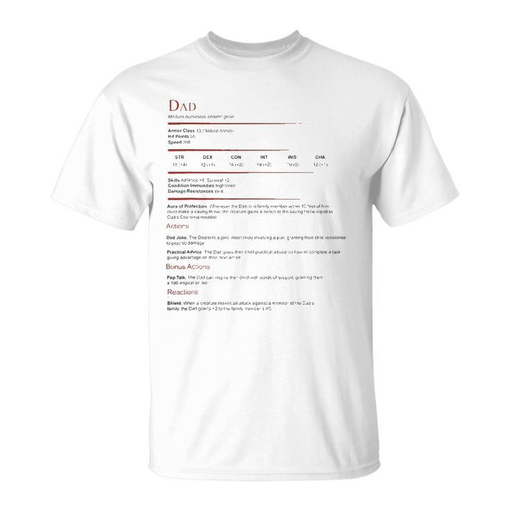 Dungeons And Rpg Dragons Dad Stat Fathers Day Unisex T-Shirt