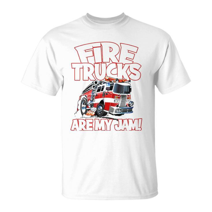 Fire Trucks Are My Jam Funny Kids Firefighter Firemans Unisex T-Shirt