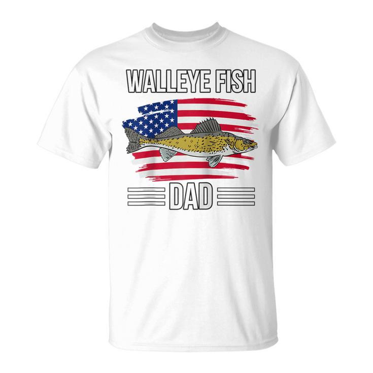 Fish Us Flag 4Th Of July Fathers Day Walleye Fish Dad  Unisex T-Shirt