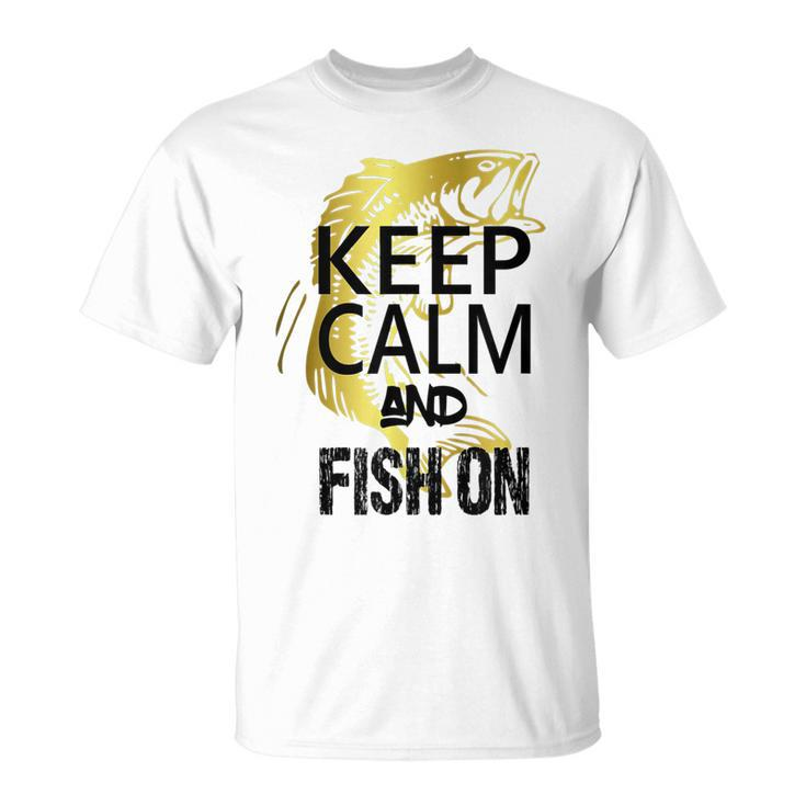 Fishing  Keep Calm And Fish On Funny Novelty  V2 Unisex T-Shirt