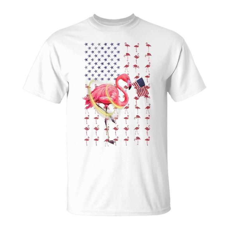 Flamingo American Usa Flag 4Th Of July Patriotic Funny  Unisex T-Shirt
