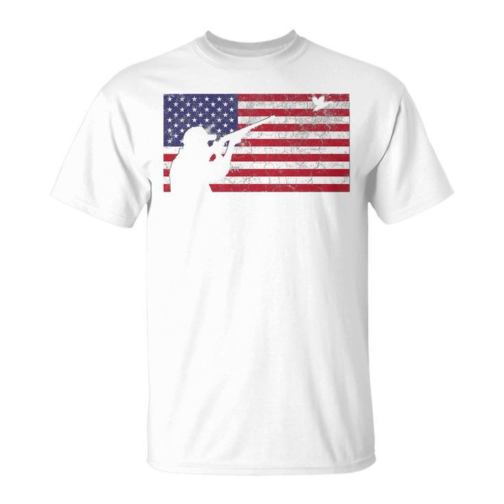 Fourth Of July 4Th American Flag Duck Hunting Geese Dad Usa   Unisex T-Shirt