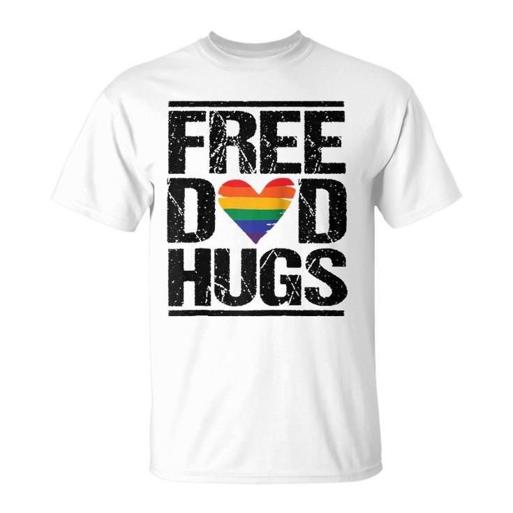 Free Dad Hugs  Lgbtq Pride Stepfather Daddy Papa Design Raglan Baseball Tee Unisex T-Shirt