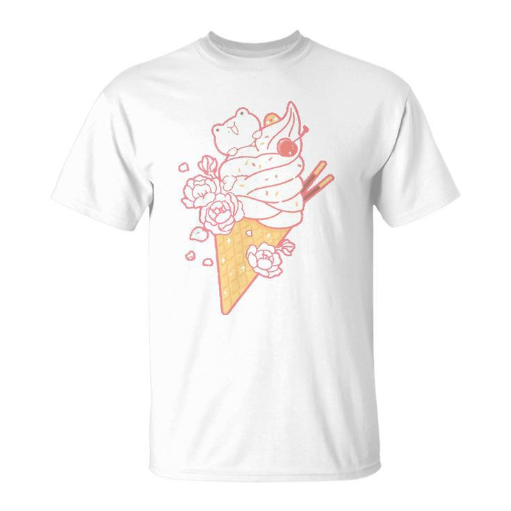 Frog Ice Cream Cone Cute Kawaii Aesthetic Unisex T-Shirt