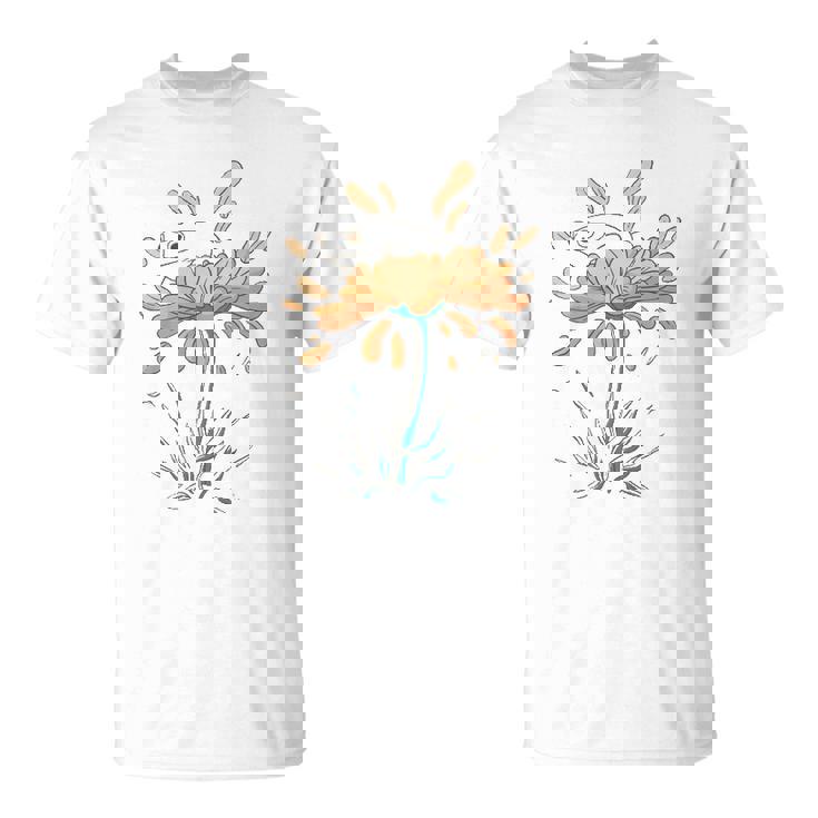 Frog On Flowers Nature Flower Leaves Petals Unisex T-Shirt