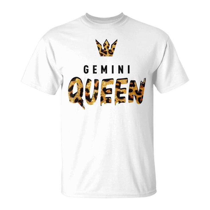 Gemini Queen Leopard  Cheetah Pattern Astrology Birthday  Unisex T-Shirt