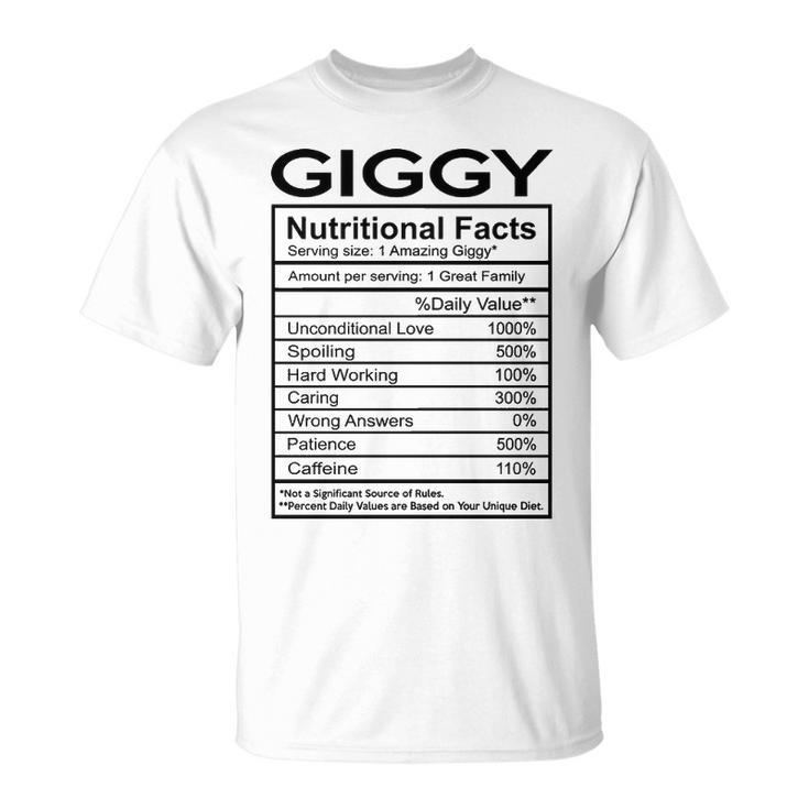Giggy Grandma Giggy Nutritional Facts T-Shirt