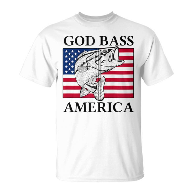 God Bass America Funny Fishing Dad 4Th Of July Usa Patriotic Zip  Unisex T-Shirt