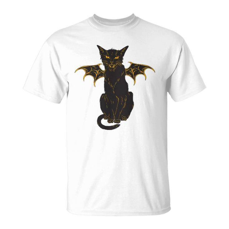 Halloween Black Cat With Wings Men Women Boy Girl Kids Gift Unisex T-Shirt
