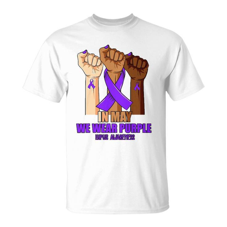 Hand In May We Wear Purple Lupus Awareness Month Unisex T-Shirt