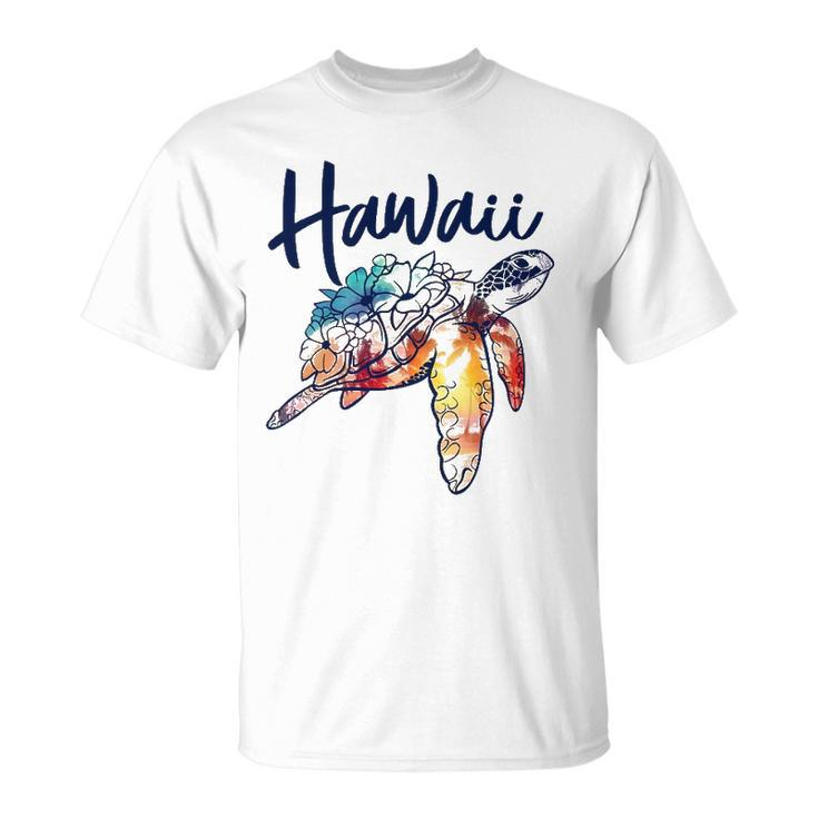 Hawaii Sea Turtle Hawaiian Floral Matching Family Vacation Unisex T-Shirt