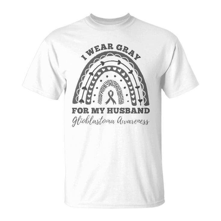 I Wear Gray For My Husband Glioblastoma Awareness Rainbow Unisex T-Shirt
