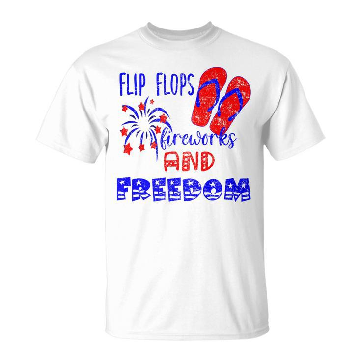 July 4Th Flip Flops Fireworks & Freedom 4Th Of July Party   Unisex T-Shirt