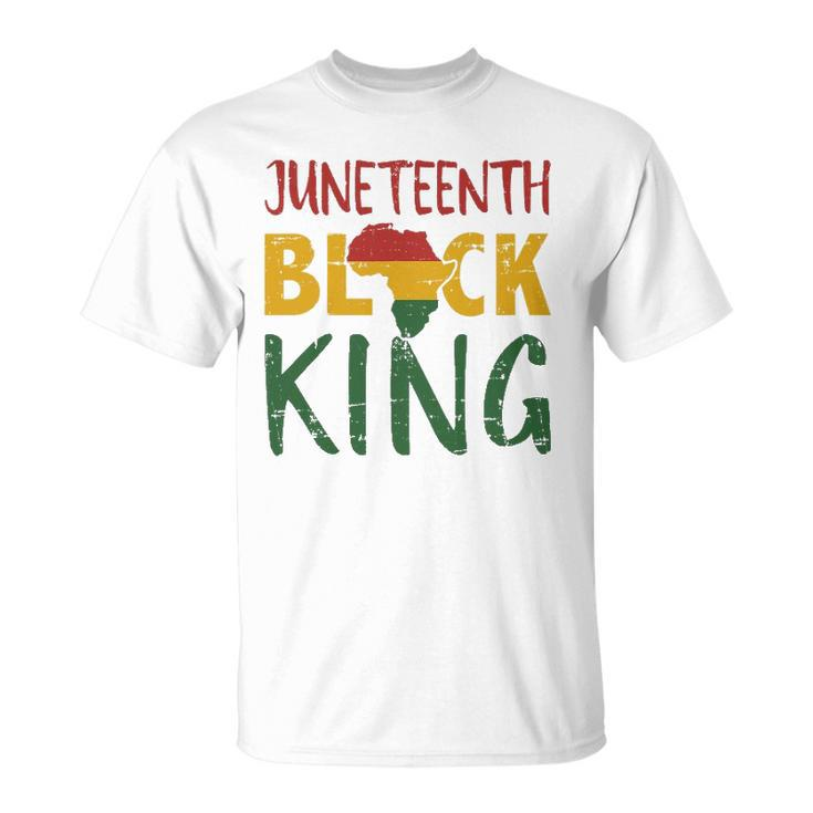 Juneteenth Black King In African Flag Colors For Afro Pride T-shirt