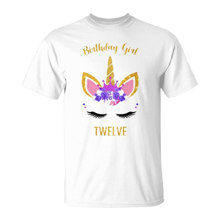 Kids 12Th Bday Outfit Unicorn Birthday Girl 12 Years Old Unisex T-Shirt