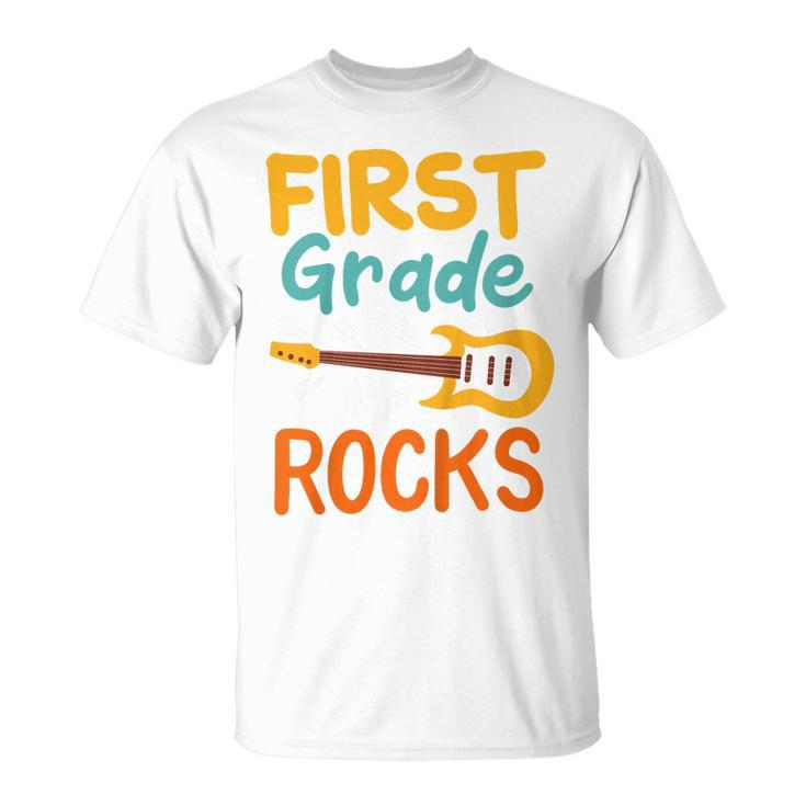 Kids 1St Grade First Grade Rocks Back To School Guitar  Unisex T-Shirt