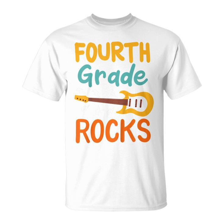 Kids 4Th Grade Fourth Grade Rocks Back To School Guitar  Unisex T-Shirt