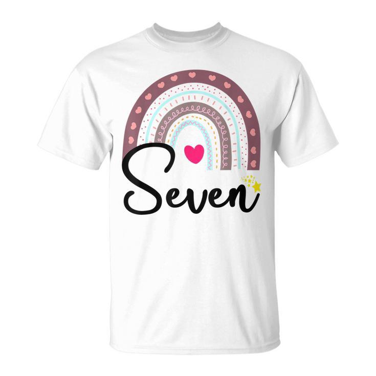 Kids 7Th Birthday Rainbow Party Kids Seven Year Old  Unisex T-Shirt