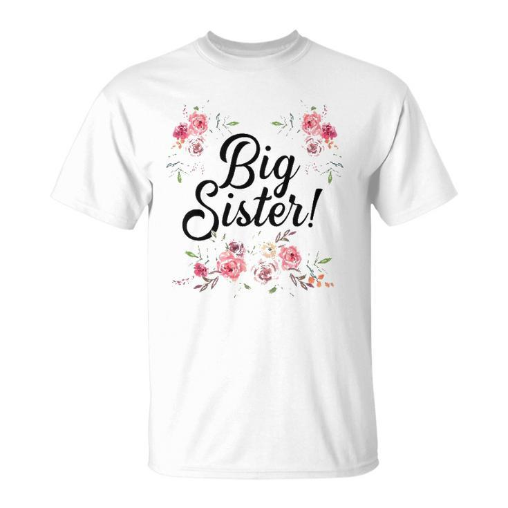 Kids Cute Big Sister Floral Design Toddler Girl Unisex T-Shirt