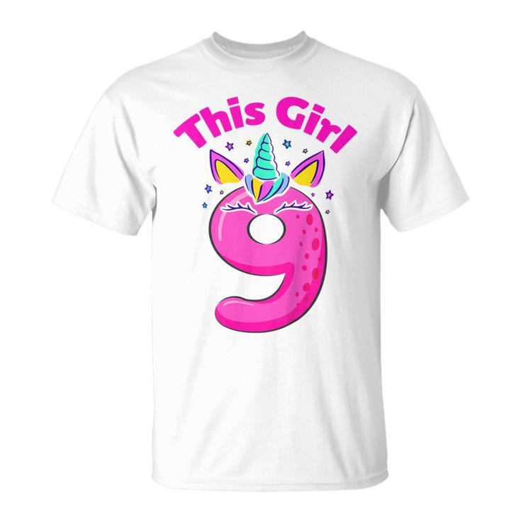 Kids Its My 9Th Birthday Happy 9 Years Old Unicorn Girls Party  Unisex T-Shirt