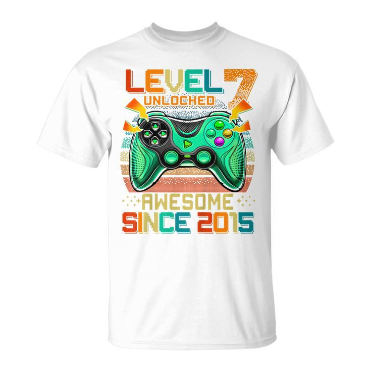 Kids Level 7 Unlocked Awesome 2015 Video Game 7Th Birthday Boy  Unisex T-Shirt