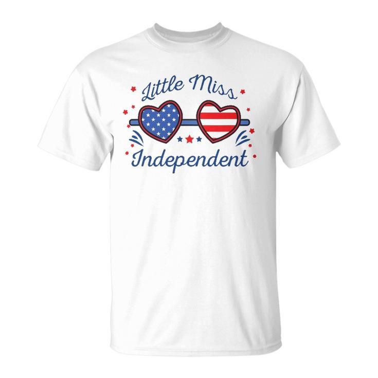 Little Miss Independent American Flag Sunglasses 4Th Of July Unisex T-Shirt