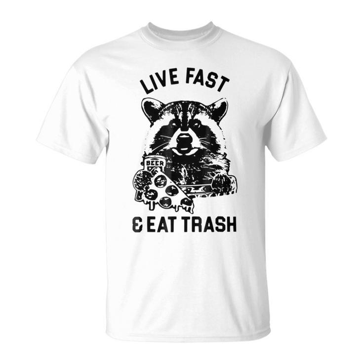 Live Fast Eat Trash Funny Raccoon Hiking Unisex T-Shirt