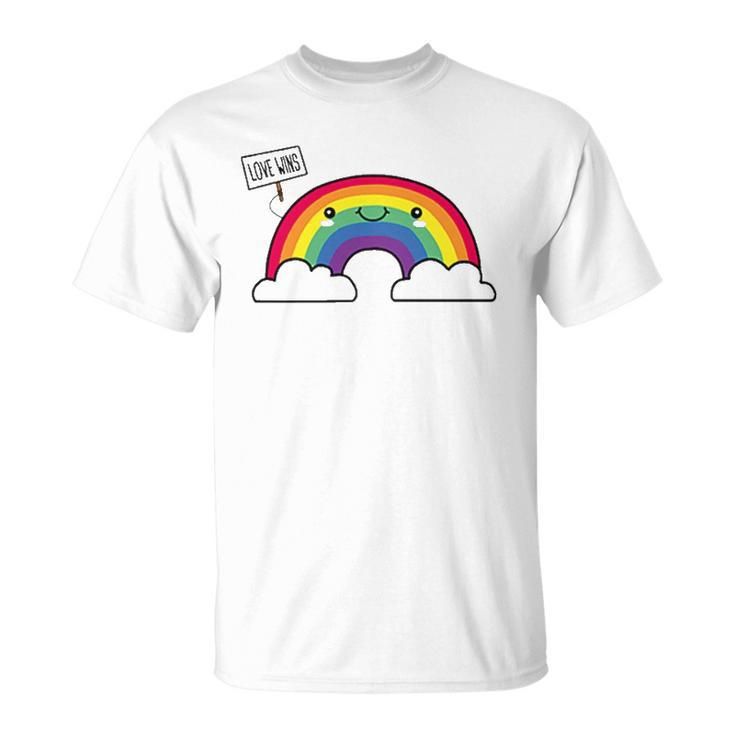 Love Wins Lgbt Kawaii Cute Anime Rainbow Flag Pocket Design Unisex T-Shirt