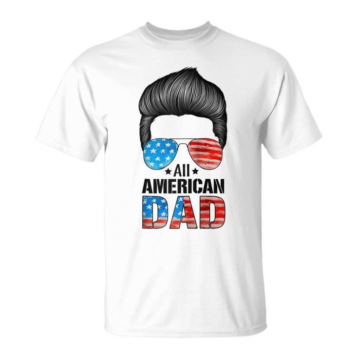 Mens All American Dad 4Th Of July  Fathers Day Beard Mens  Unisex T-Shirt