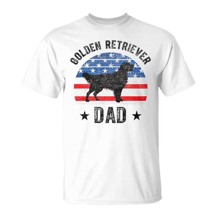 Mens American Flag Golden Retriever Dad 4Th Of July  V2 Unisex T-Shirt